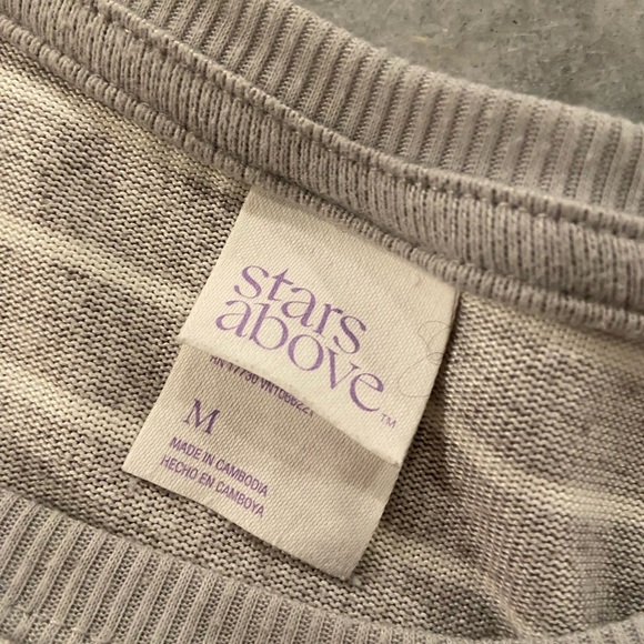 Stars Above Gray White Stripe Crew Neck Soft Plush Long Sleeve Shirt Size M - Picture 11 of 12